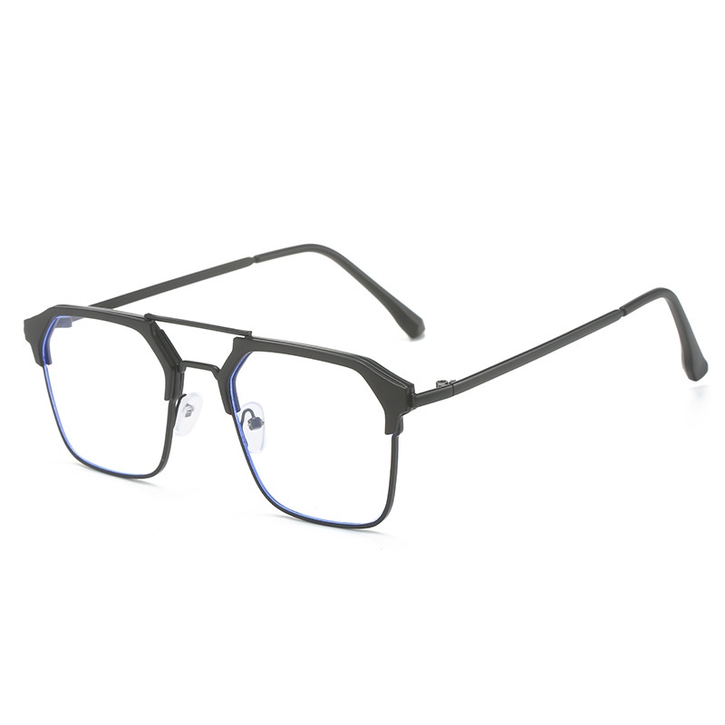 Kacamata Photochromic Kacamata Anti Radiasi Metal Blue Light Blocking Retro Lensa Datar Perempuan/Pria Bingkai Polos