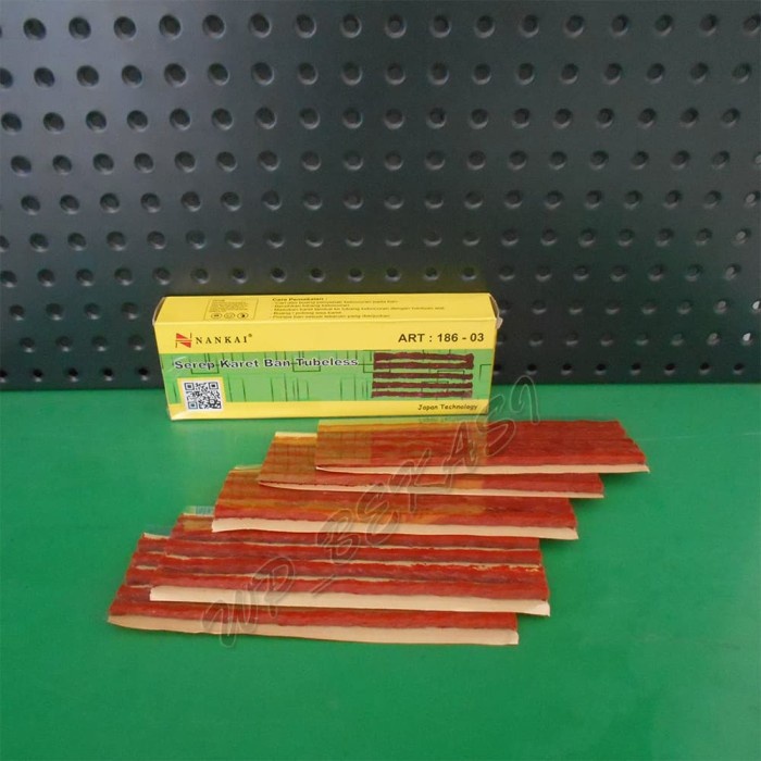 Nankai  Refill Cacing Tambal Ban 1 box Tire Patch Cacing Karet Tambal Ban Tubles Isi 5 Lembar 25Pcs TERSEDIA JUGA MERK YUKIDO