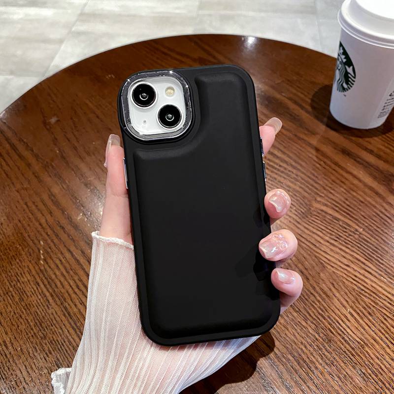 【Air bag】Skin Feel Metal Lens Protect Soft Case for Apple IPhone 7 8 Plus XR XS Max 11 12 13 14 Pro Max 14 Plus Women's Fashion Pretty Phone Case