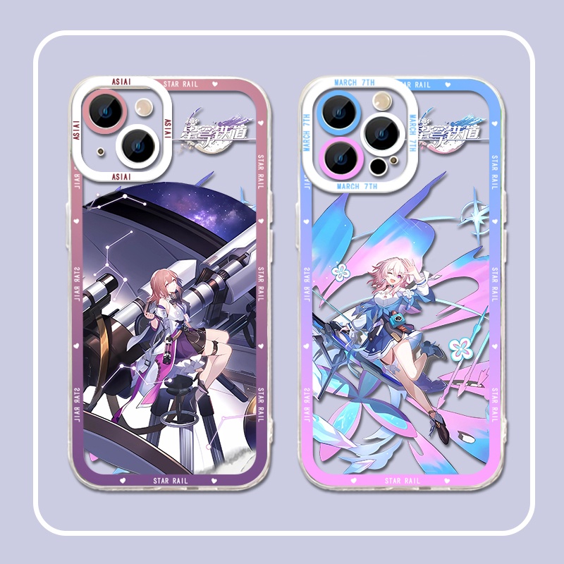 IPHONE Honkai Star Rail Himeko Phone Case Kompatibel Untuk Iphone14 11 13 12 Pro Max XS XR X8 7 6S Plus Mini Lembut Asta Maret 7th Casing Transparan TPU Silikon Shockproof Cover