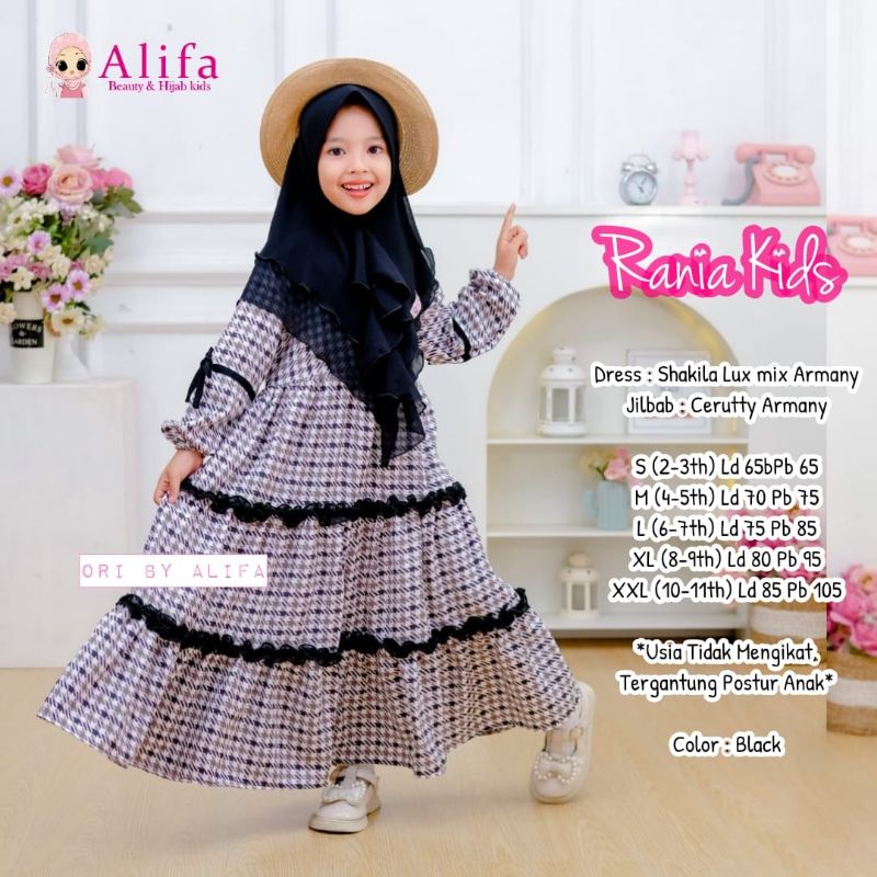 RANIA SYARI ORI ALIFA KIDS | Dress+jilbab Anak