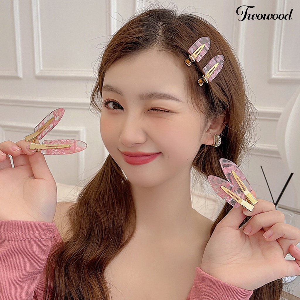 Twowood 2Pcs Gaya Korea Anti-slip Gigi Jepit Rambut Akrilik Flat Seamless Hair Barrette Aksesoris Rambut