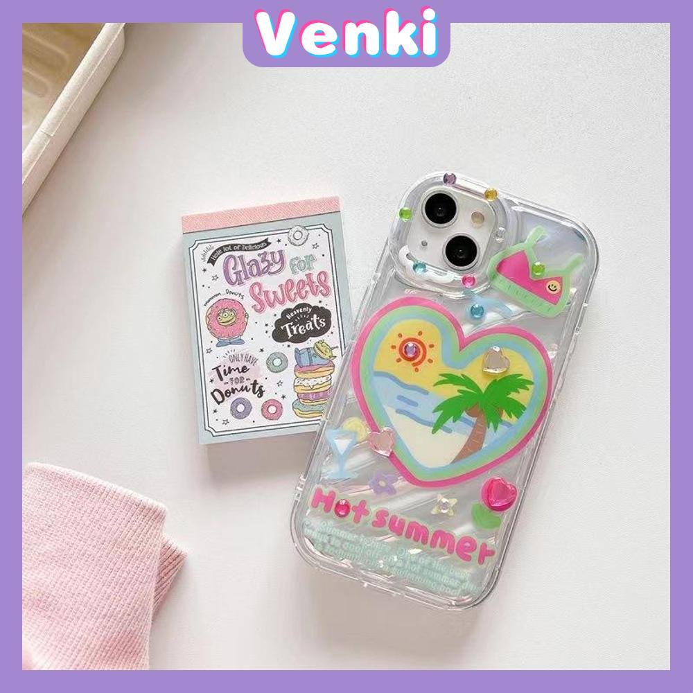 VENKI - Untuk iPhone 11 iPhone Case Laser Reflektif Bening Phone Case TPU Soft Shockproof Airbag Case Cute Summer Coco Kompatibel dengan iPhone 14 13 Pro max 12 Pro 7Plus 8Plus