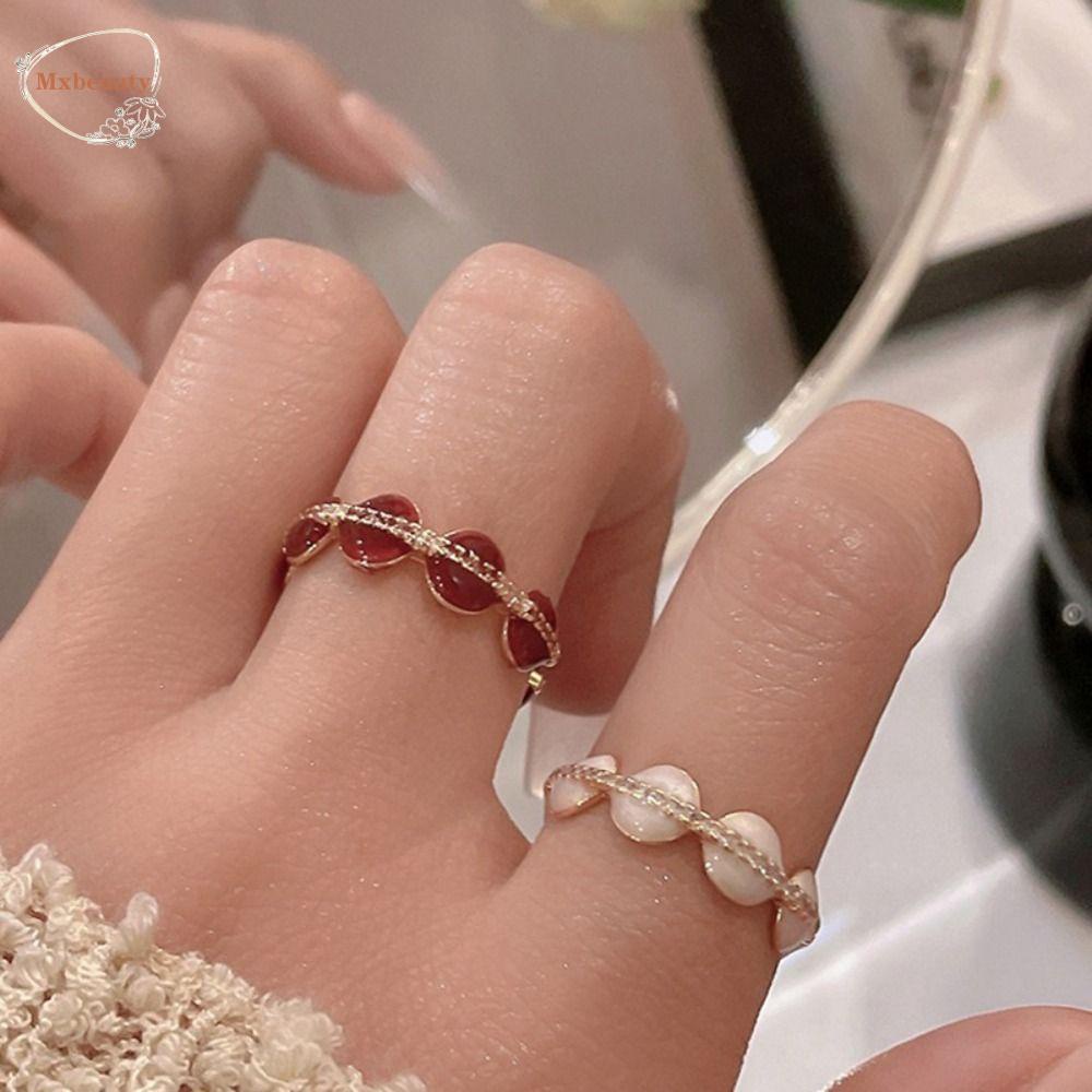 Mxbeauty Pembukaan Cincin Jari Pasangan Trendi Pesona Manis Indah Geometris Retro Adjustable Unisex Wanita Korea Ring