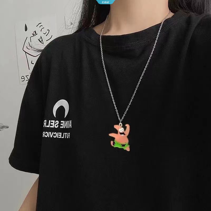 Kawaii Spongebobed Patrick Star Kartun Lucu Alloy Puzzle Kalung Hip Hop Liontin Anime Mainan Mewah Untuk Hadiah Ulang Tahun Anak Perempuan [ZK]