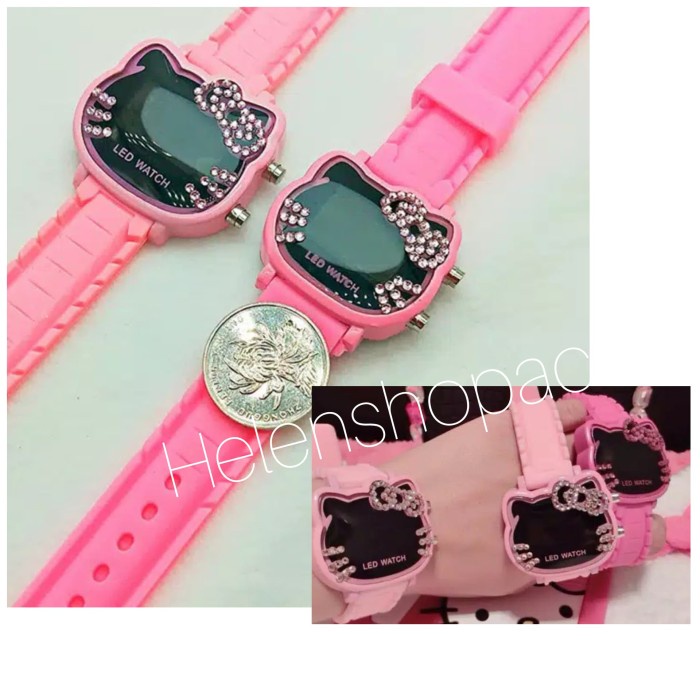 jam anak hello kitty Led digital  - pink tua
