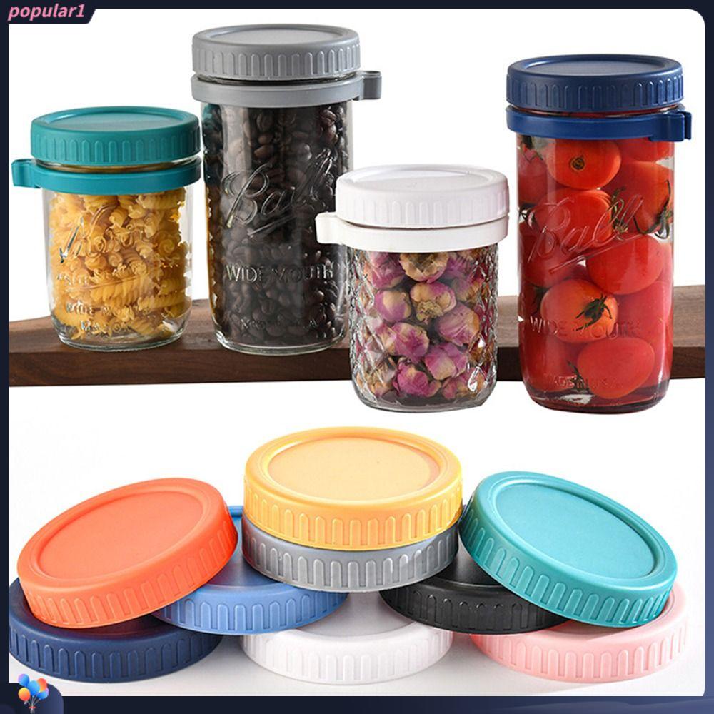 Popular 6pcs Mason Jar Lid Alat Dapur Anti Bocor Untuk Mulut Lebar Toples Segel Penutup Botol