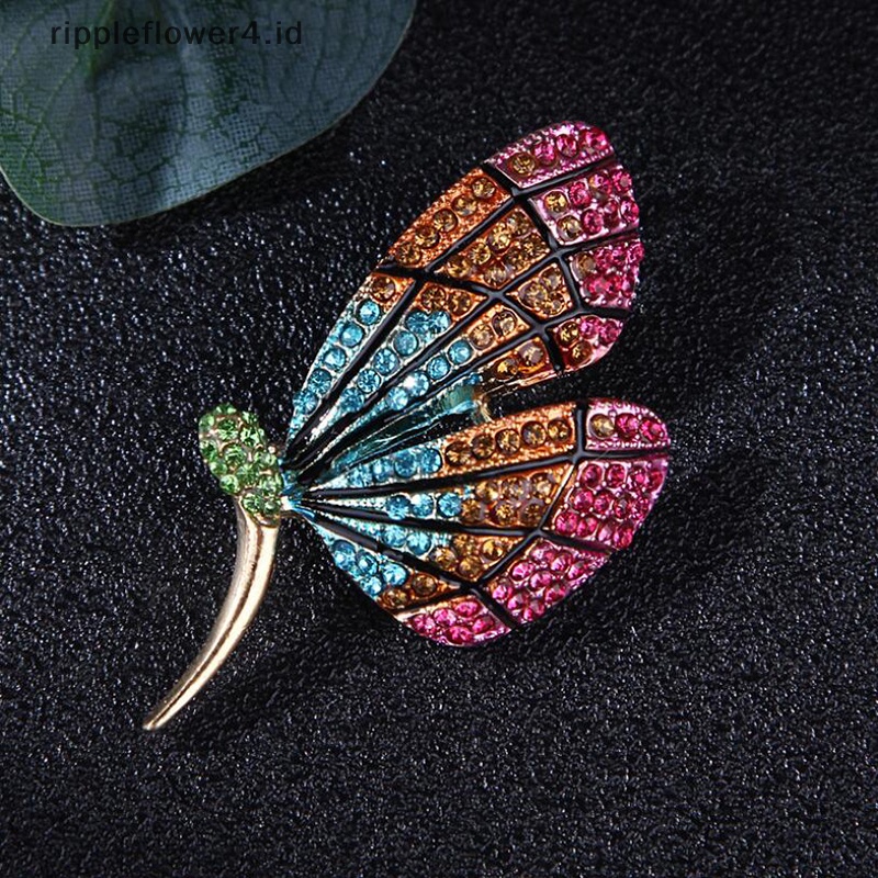 {rippleflower4.id} Retro Berlian Imitasi Kupu-Kupu Serangga Bros Kerah Syal Pin Wanita Perhiasan~