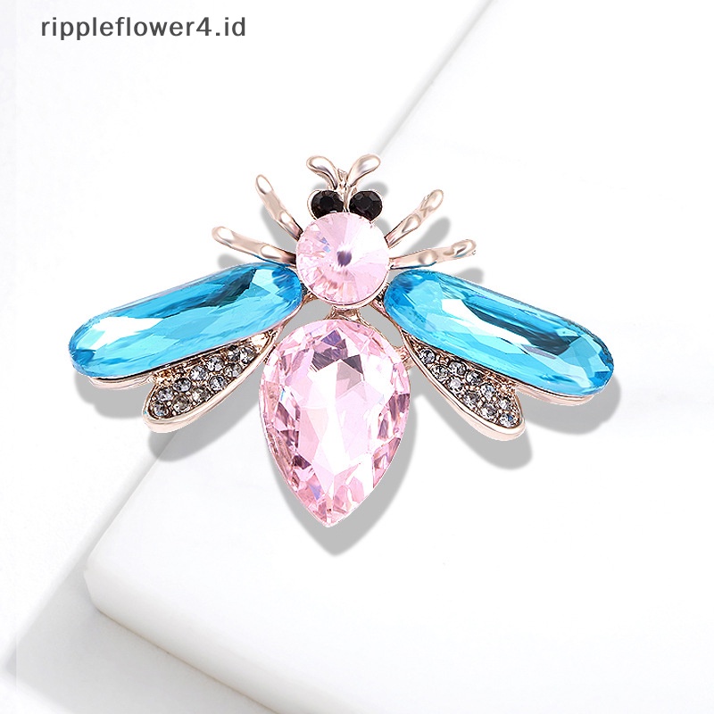 {rippleflower4.id} Fashion Kristal Lucu Lebah Bros Berlian Imitasi Paduan Bros Lady Pesta Pin Perhiasan Hadiah Bros Lebah Serangga~