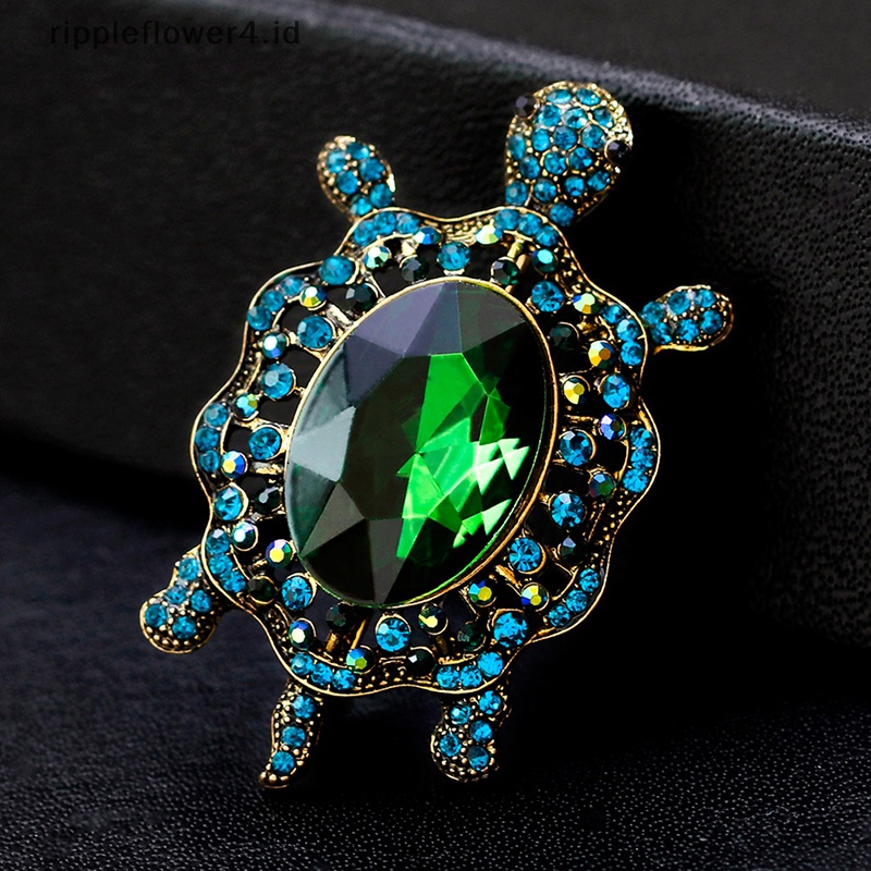 {rippleflower4.id} Berlian Imitasi Penyu Laut Hewan Bros Pin Untuk Wanita Perhiasan Hadiah Hadiah Lady Pin Payudara Elegan Fashion Jewelry~