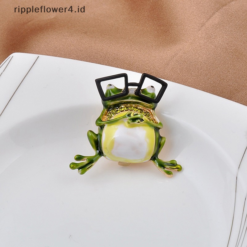 {rippleflower4.id} Fashion Vintage Lucu Kacamata Kodok Bros Dekorasi Logam Bros Syal Sweater Setelan Pin Up Gesper Hewan Bros Peniti Kerah Perhiasan Pin~