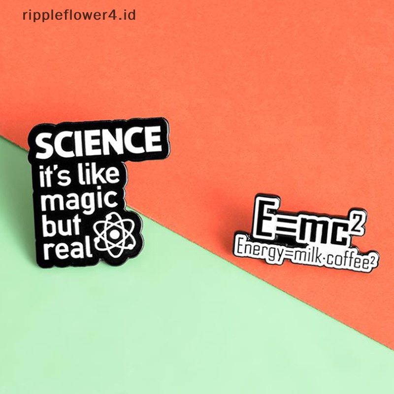 {rippleflower4.id} 1pc Science is Magic Enamel Pin Bros Tas Kerah Pin Hitam Putih Badge Jewelry~