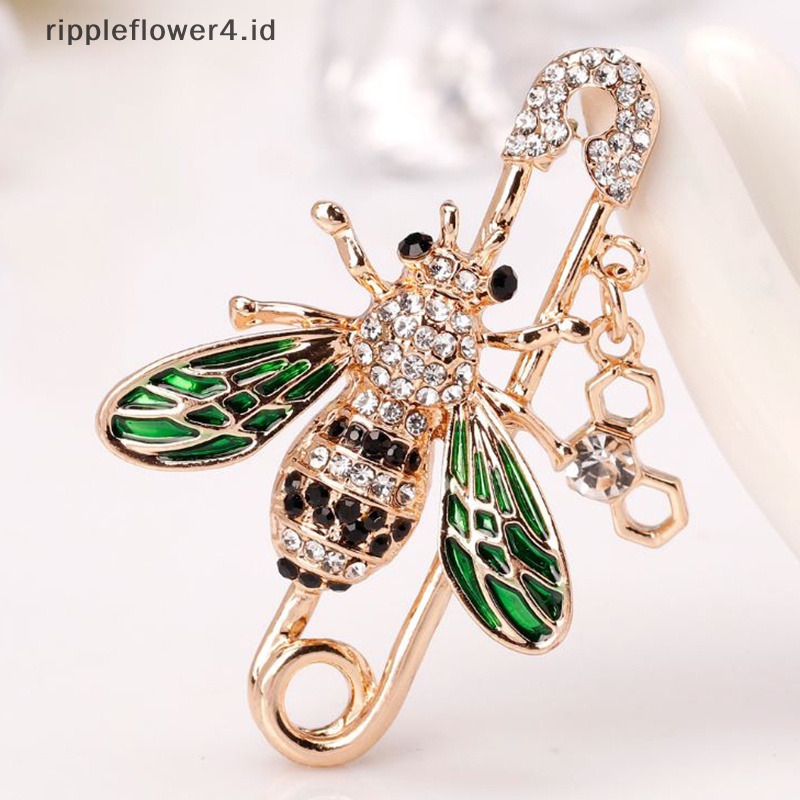 {rippleflower4.id} Kristal Lebah Bros Pin Dekorasi Korsase Lencana Fashion Bros Perhiasan Hadiah~