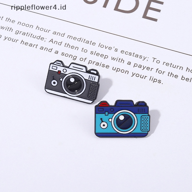 {rippleflower4.id} 4gaya Kamera Enamel Pin Bros Custom Kerah Lencana Kartun Perjalanan Luar Ruangan Perhiasan Hadiah Untuk Teman Anak-Anak~