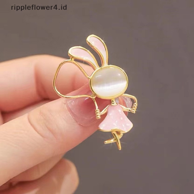 {rippleflower4.id} Retro Skipping Rope Rabbit Bros Untuk Wanita Pakaian Mantel Enamel Hewan Bros Pin Hadiah~