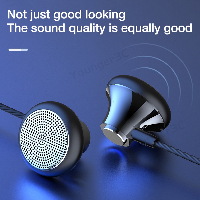 3.5mm Large Moving Coil Earphone HiFi Surround Sound Metal Wired Earbuds In Ear Audio Headset Kabel Dengan Mikrofon