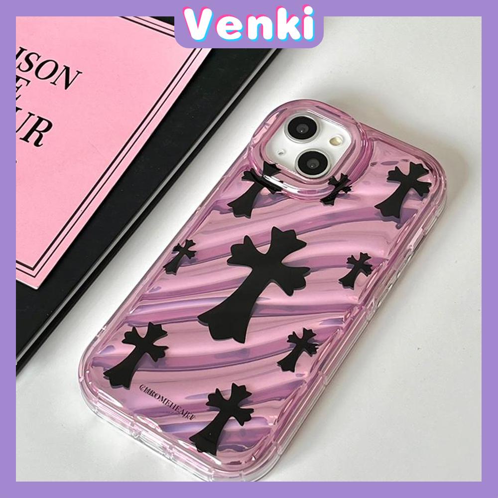 VENKI - Untuk iPhone 11 iPhone Case Laser Reflektif Bening Phone Case TPU Lembut Shockproof Airbag Ponsel Case Sederhana Cro Heart Kompatibel dengan iPhone 14 13 Pro max 12 Pro Max XR XR 7 8