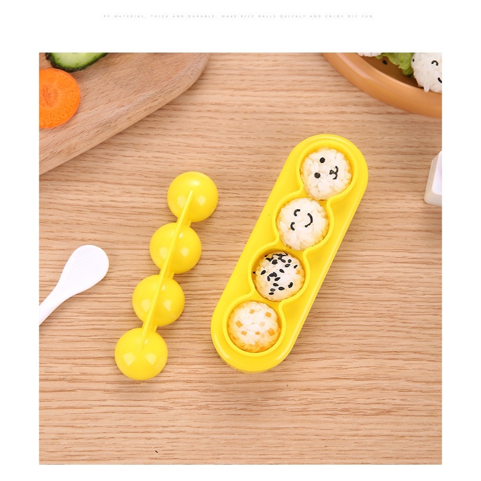 KH Cetakan Nasi Bento Bola Bola Mini 4 in 1 Bekal Anak Mini Ball Bento Mould Rice Ball Puncher