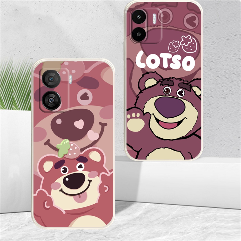 Realme C55 C53 C21Y C25Y C11 Realme 10 C35 C33 C31 C30 C21 C25 C15 C12 C3 C2 Realme 8i 8 Pro 5 5i 6i 6 6 Pro C17 Manyo strawberry bear Silikon Lembut Casing Cover