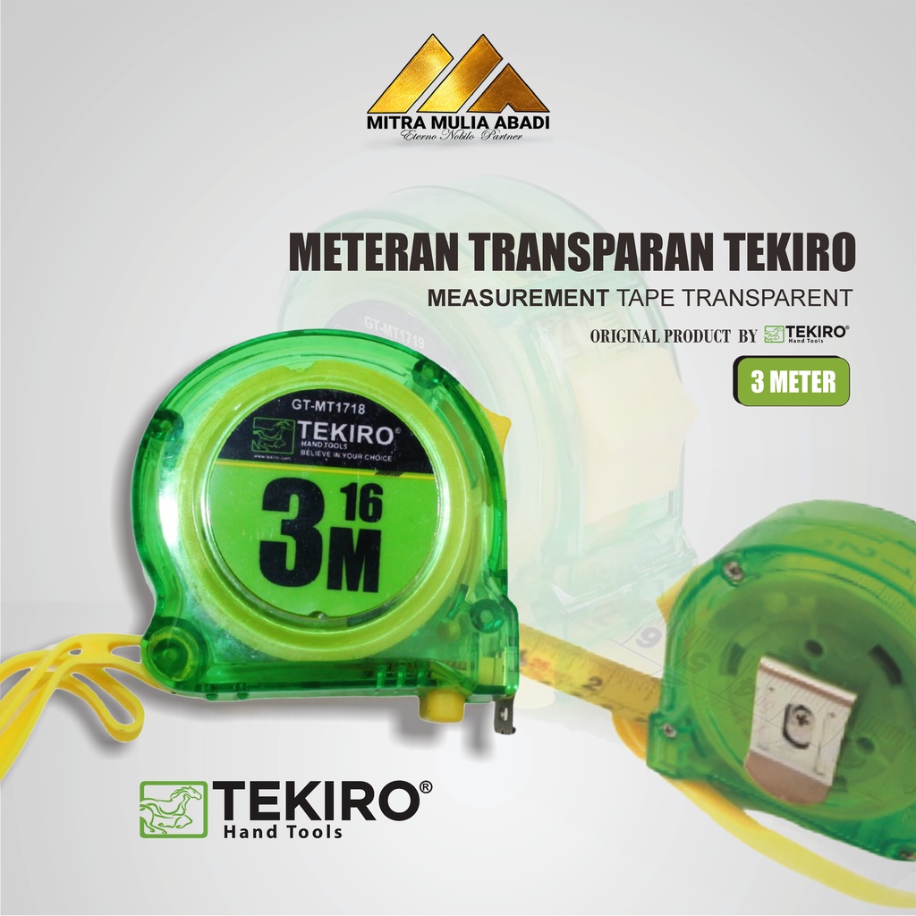 Meteran Tekiro transparan 3 Meter  | Meteran Tekiro 3 Meter l Meteran Gulung Tekiro 3 Meter