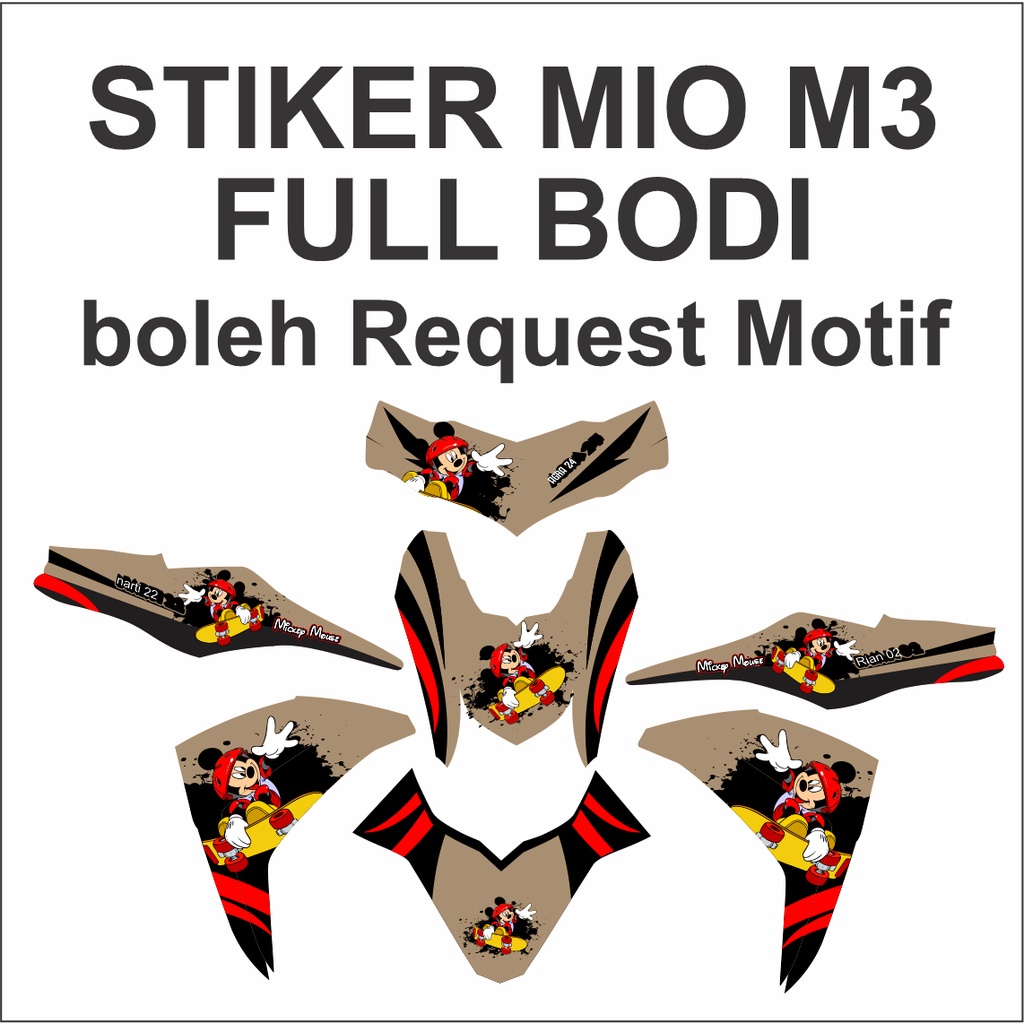 Striping Stiker Motor Decal Variasi Full Body MIO m3 125 Yamaha Full Body Doraemon multi stiker