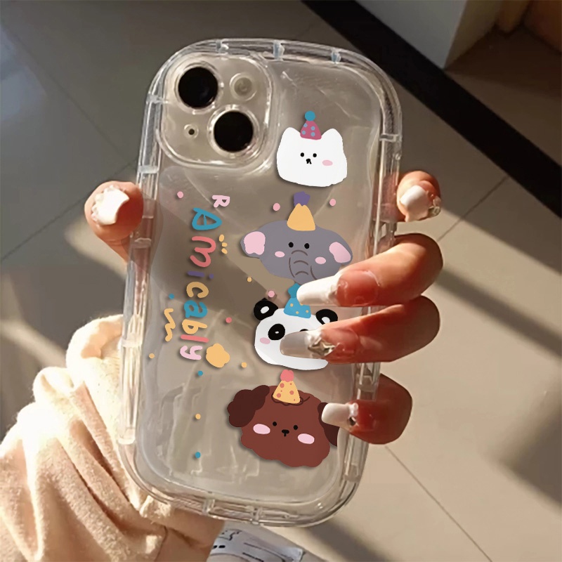 IPHONE Cute Soft Animals Casing Transparan Kompatibel Untuk Iphone14 13 12 11 Pro Max Casing XS X Xr8 +7Plus Silikon Shockproof Phone Cover Cell Precticer