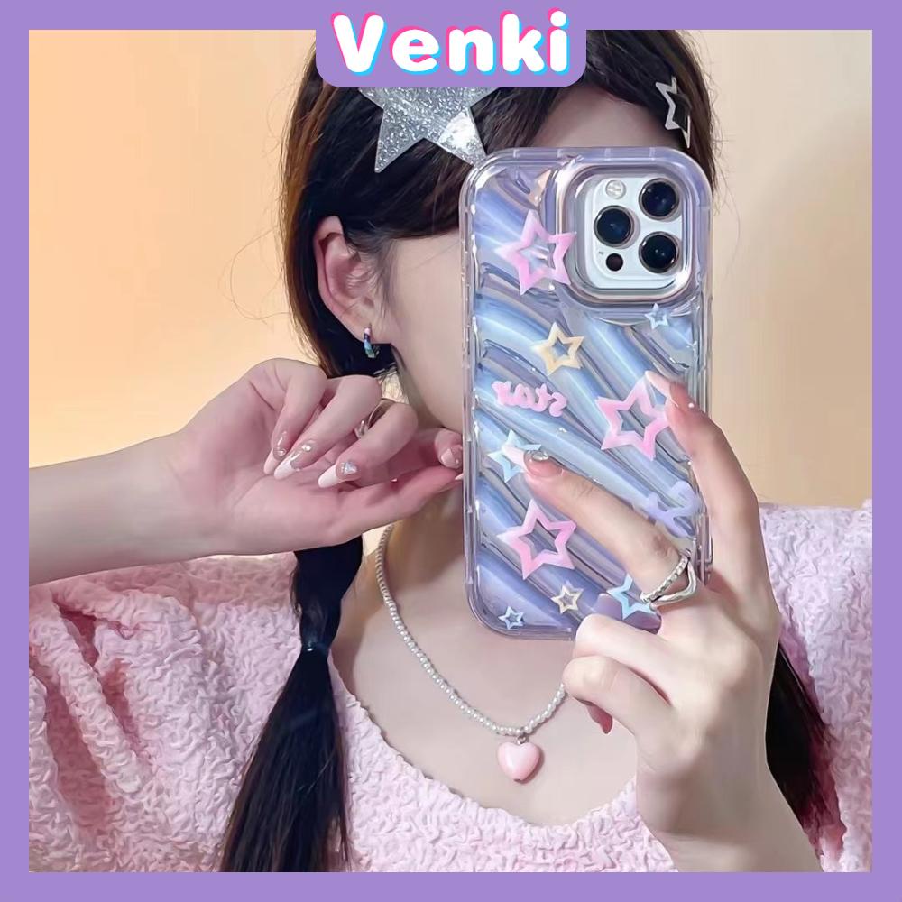 VENKI - Untuk iPhone 11 iPhone Case Laser Reflektif Bening Phone Case TPU Soft Shockproof Airbag Case Bintang Sederhana Kompatibel dengan iPhone 14 13 Pro Max 12 Pro Max XR XR 7Plus 8Plus