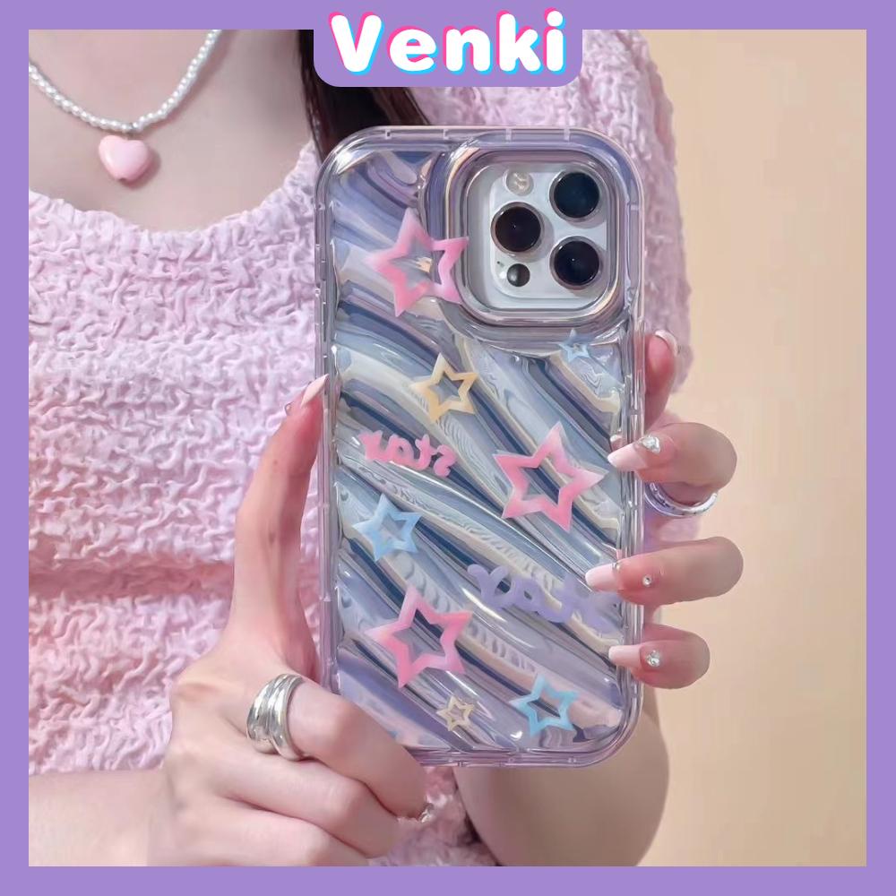 VENKI - Untuk iPhone 11 iPhone Case Laser Reflektif Bening Phone Case TPU Soft Shockproof Airbag Case Bintang Sederhana Kompatibel dengan iPhone 14 13 Pro Max 12 Pro Max XR XR 7Plus 8Plus