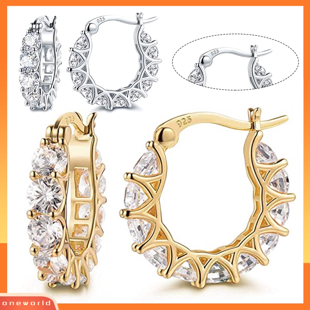 [WOD] 1pasang Anting Hoop Wanita U-shaped Rhinestones Jewelry Anting Lingkaran Gaya Perancis Ringan Untuk Pernikahan