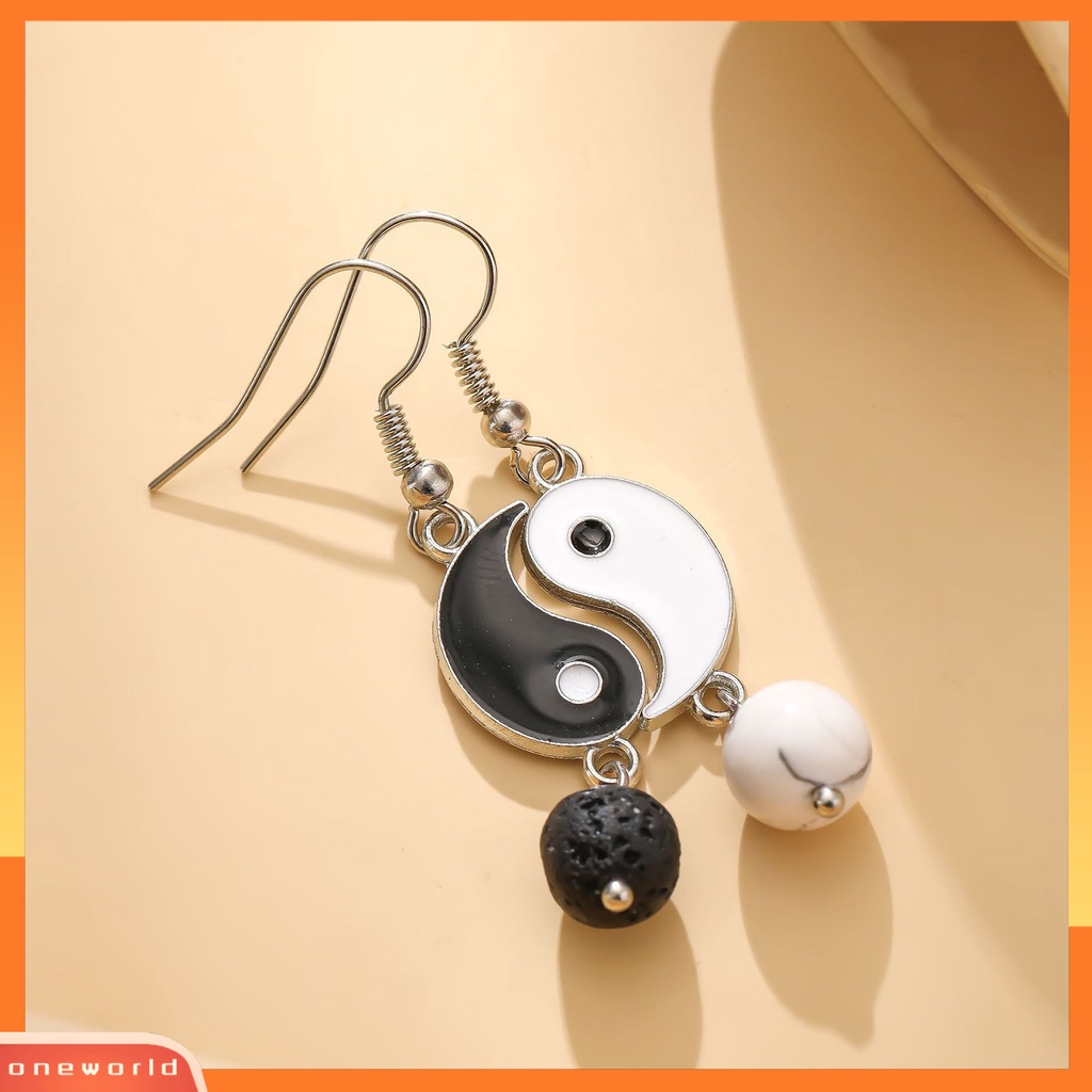 [WOD] 1pasang Drop Earrings Vintage Tahan Aus Indah Tai Chi Yin Yang Alloy Menjuntai Earrings Untuk Anak Perempuan