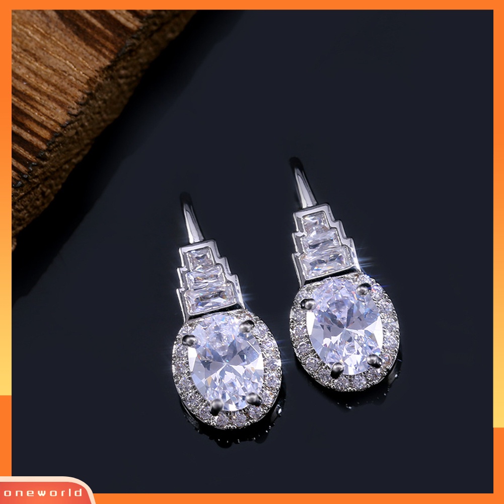 [WOD] Fashion Wanita Pagoda Kubik Zirkon Menjuntai Eardrop Kait Anting Perhiasan Hadiah