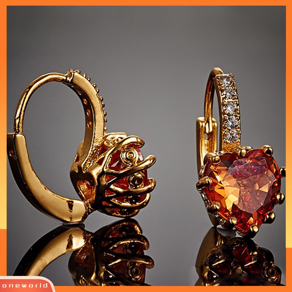 [WOD] Hadiah Anting Leverback Berlian Imitasi Lapis Emas 9K Untuk Pertunangan Wanita Smoky