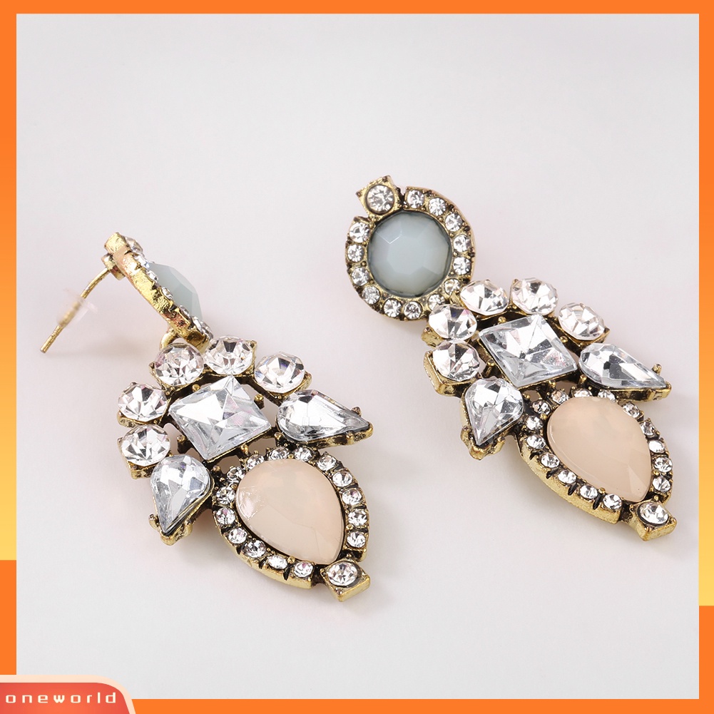 [WOD] Wanita Fashion Indah Pesona Berlian Imitasi Mengkilap Bunga Menjuntai Ear Stud Earrings