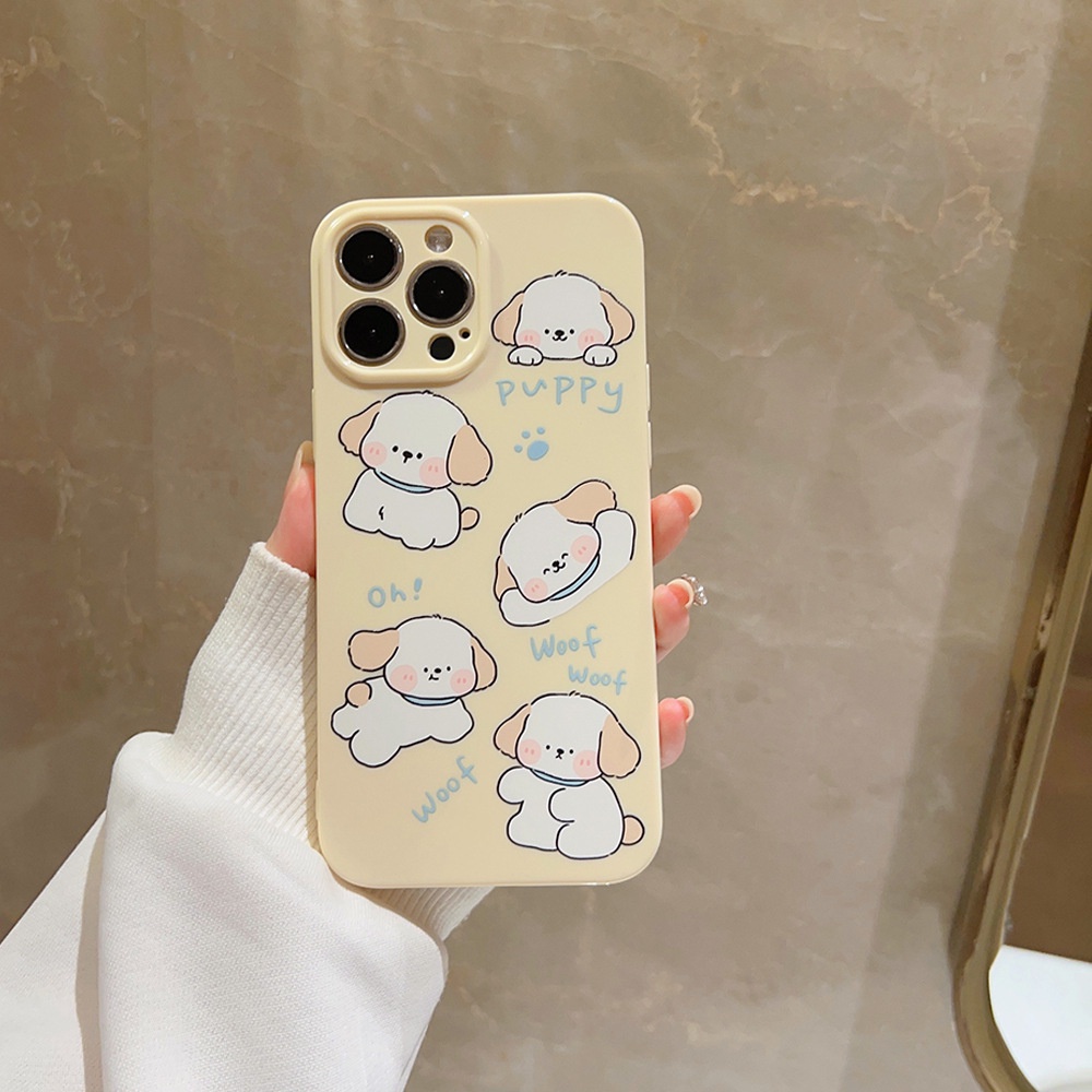 IPHONE Ins Lucu Silly Dog Kartun Silikon Case Untuk Iphone14 11 12 13 PRO MAX Casing Cover Pelindung AT0349