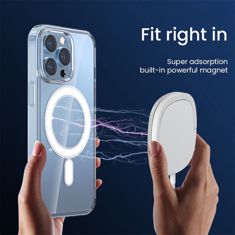 IPHONE Casing Hp Transparan Minimalis Untuk Iphone11 12 13 14 Pro Max7 8 14 plus X XR XS XSMAX 12 13 MINI wireless magnetic shockproof cover