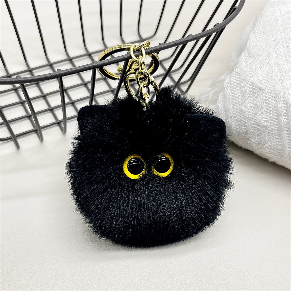 Gantungan Kunci Kepala Kucing Mewah Lucu Sweet Pompom Animal Keyrings Untuk Wanita Fashion Handbag Charms Aksesoris Hadiah Liburan Souvenir