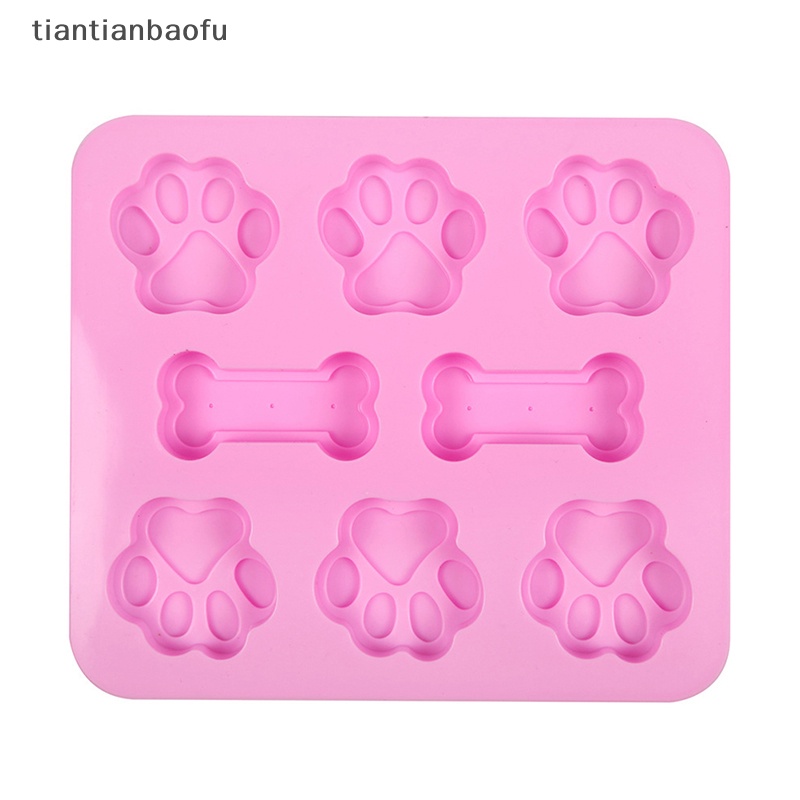 [tiantianbaofu] 1pc Cetakan Silikon Tapak Anjing Tulang Cookie Cutter DIY 3D Fondant Baking Molds Butik