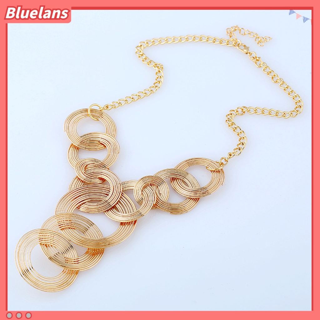 [BLS] Wanita Kalung Eropa Dan Amerika Geometris Minimalis Pengerjaan Halus Electroplating Dress Up Tahan Luntur Lingkaran Liontin Multilayer Pesona Kalung Perhiasan Aksesori