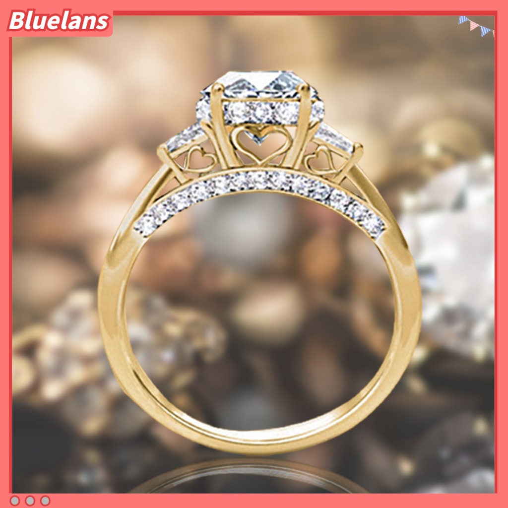 [BLS] 2pcs Cincin Kreatif Hadiah Valentine Alloy Wanita Cubic Zircon Hias Ring Untuk Pernikahan