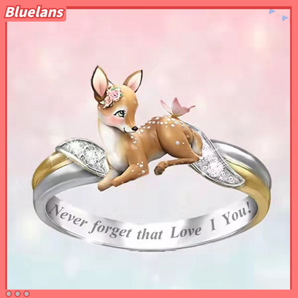 [BLS] Women Ring Indah Nice-looking Portabel Wanita Indah Cinta Hati Rose Ring Untuk Pernikahan