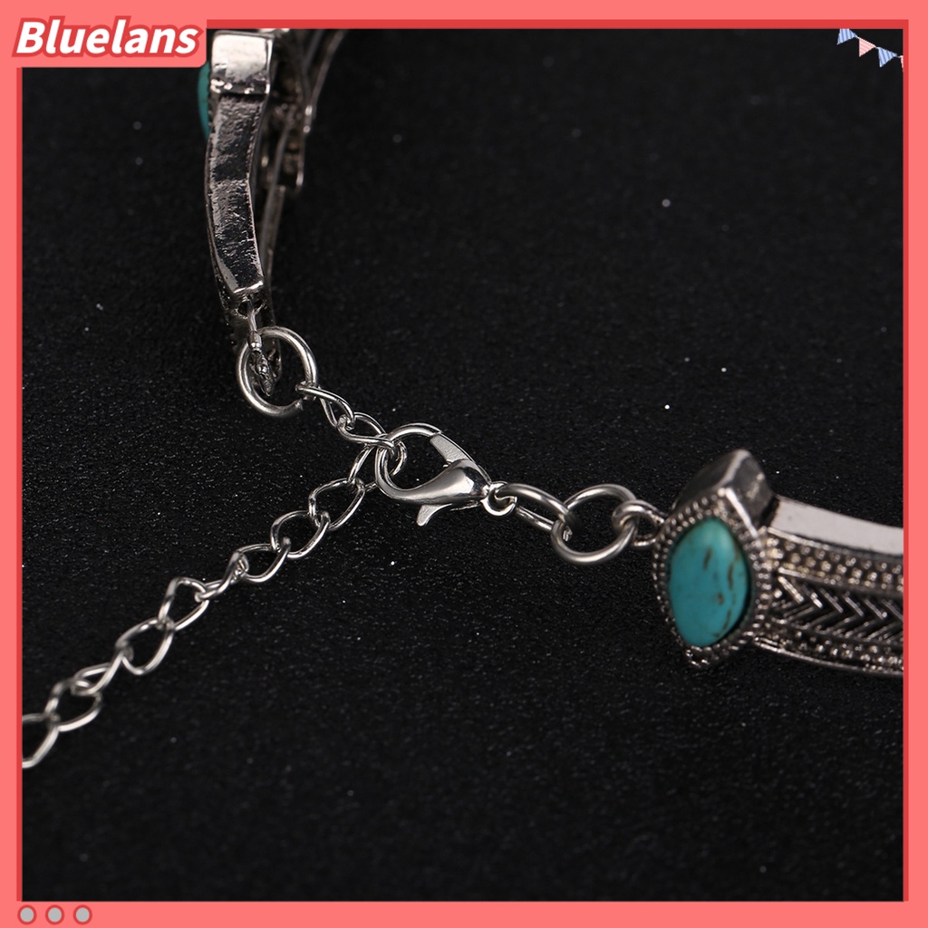 [BLS] Turquoise Gaya Vintage Choker Kerah Alloy Bohemian Adjustable Wanita Kerah Kalung Perhiasan Hadiah