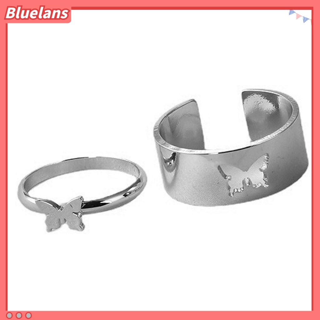 [BLS] 2pcs /Set Cincin Pasangan Warna Solid Yang Sesuai Dengan Cincin Gaya Punk Bentuk Bulan Cincin Pernikahan Hadiah Ulang Tahun