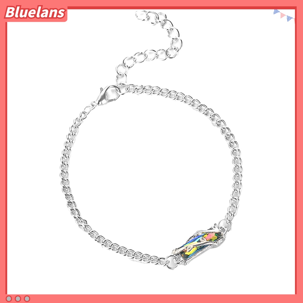 [BLS] Wanita Geometris Persegi Kristal Imitasi Hias Daun Pesona Gelang Bangle Perhiasan