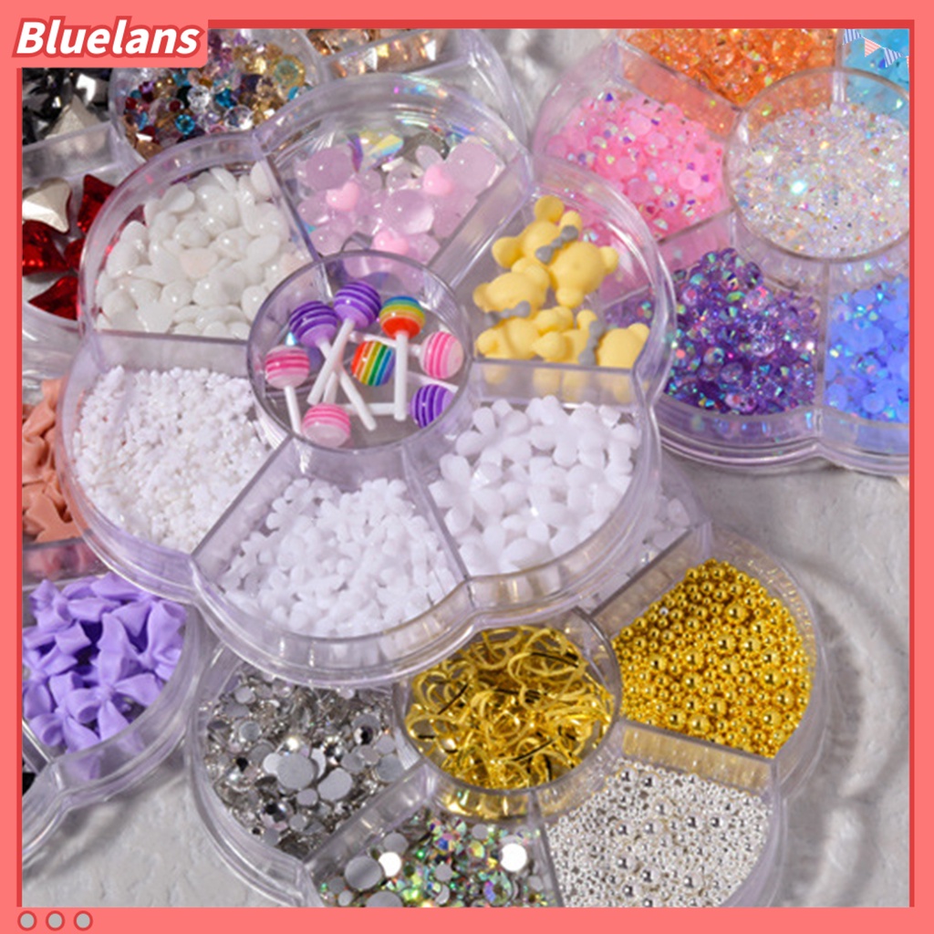 [BLM] 1kotak Dekorasi Kuku Bow-knot Beruang Mutiara Imitasi DIY Kerajinan Kreatif Nail Art Rhinestones Perhiasan Untuk Desain Kuku