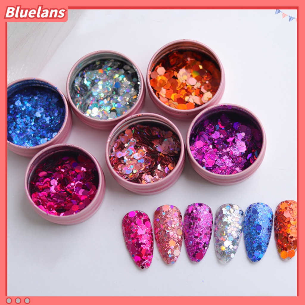[BLM] Nail Art Payet Gaya Hexagon Reflektif Ultra Tipis Nail Sequin Glitter Hiasan Charms Untuk Manicure