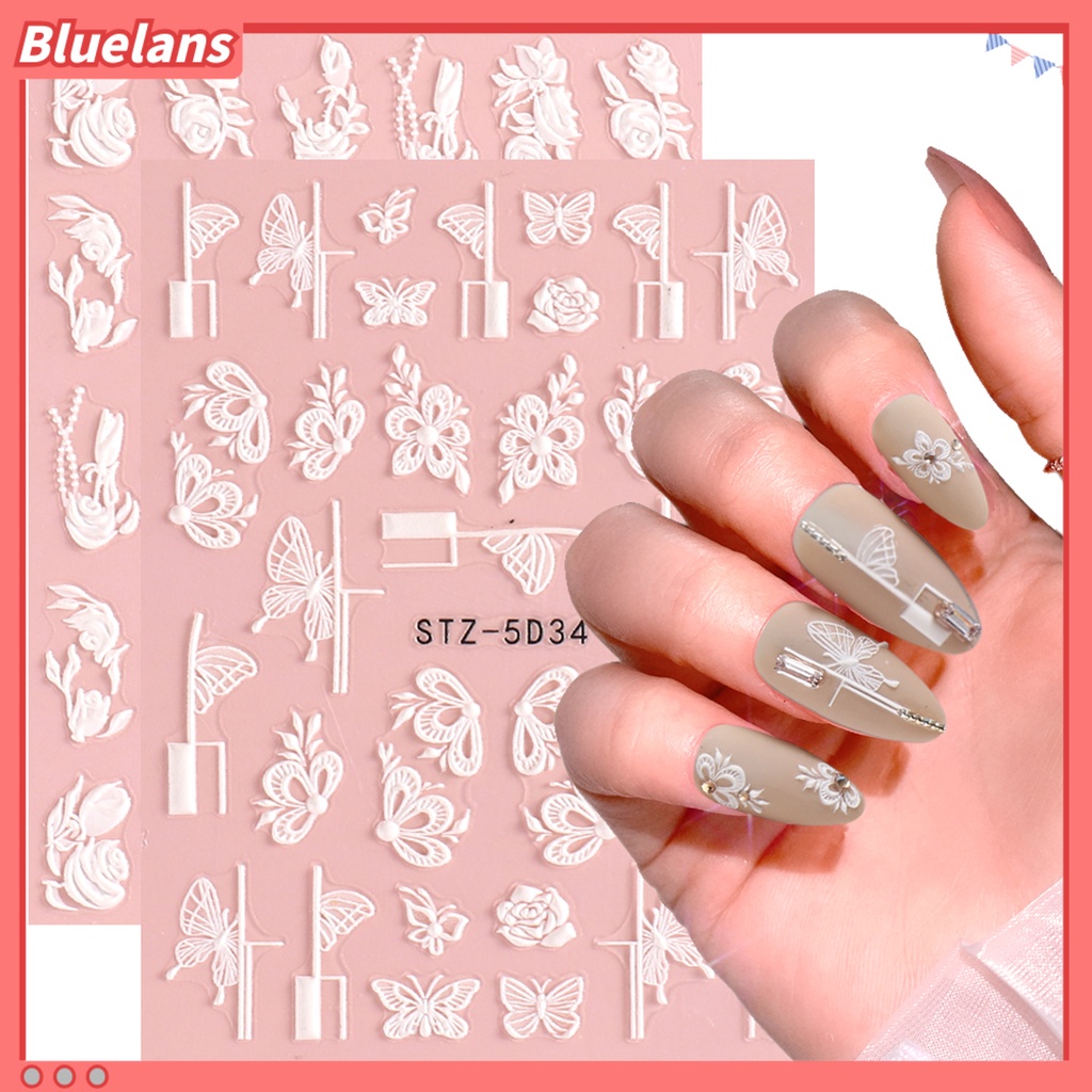 [BLM] Timbul Stiker Kuku Bunga Decal DIY Nail Art Dekorasi Musim Semi Musim Panas Bunga Dekorasi Kuku Stiker Perlengkapan Kuku