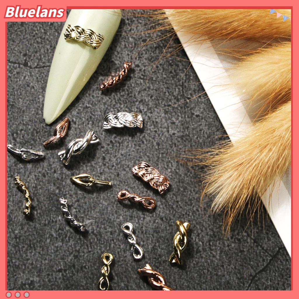 [BLM] 20pcs Nail Art Decor Tiga Dimensi Permukaan Mengkilap Mempesona Efek Visual DIY Tahan Karat Gloss Emas Perak Twist Rantai Hiasan Kuku Salon Kuku Supply