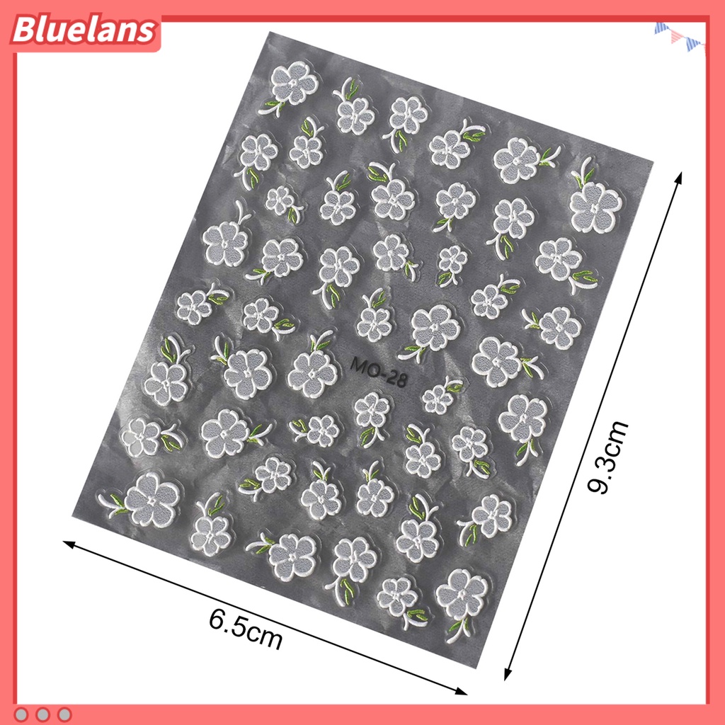 [BLM] 1lembar Stiker Nail Art Mudah Tempel Removable Berbagai Bentuk Desain Kuku 3D Timbul Stiker Kuku Terukir Bunga Nail Decal Nail Salon Aksesoris