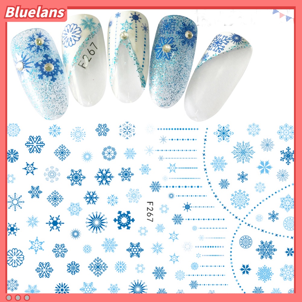 [BLM] 1lembar Snowflake Bunga Decals Nail Art Stiker Tips DIY Manicure Dekorasi