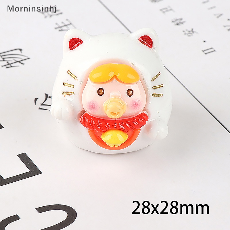 Mornin Lucky Cat Ornamen Resin Kerajinan Lucu Kartun Warna Dot Pucat Dashboard Mobil Mainan Dekorasi Aksesoris id